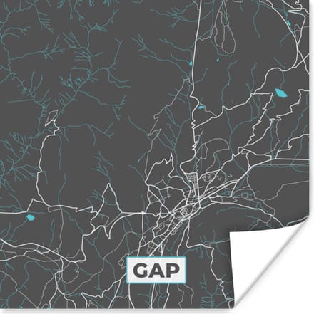 Poster Gap - Frankrijk - Plattegrond - Kaart - Stadskaart - 75x75 cm