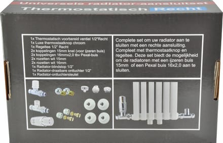 Wiesbaden Luxe Thermostatische Radiator Aansluitset Recht - Chroom