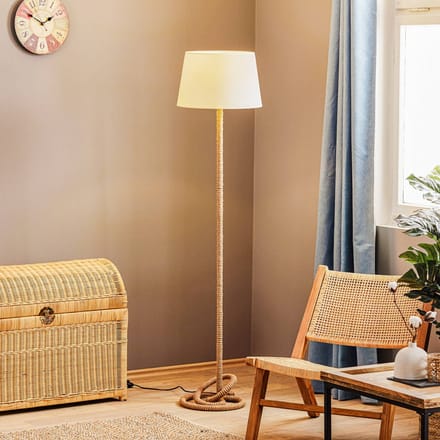 ONLI Vloerlamp Corda met stoffen kap en dik touw