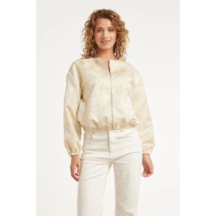 Smashed Lemon Beige bomberjack met ton-sur-ton bloemenprint |