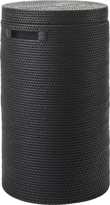 Cino Wasmand Met Deksel Black | Zwart | Rotan