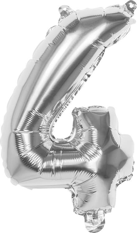 Boland - Folieballon '4' zilver (36 cm) 4 - Zilver - Cijfer ballon