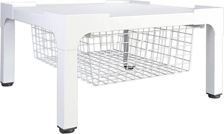Wasmachineverhoger met uitklapbare Mand - Wit - 62 x 56 x 31 cm