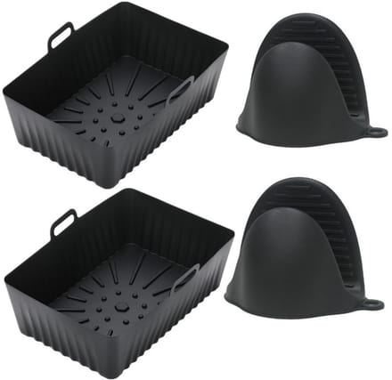 2-pack Airfryercontainer met ovenwanten Silicone