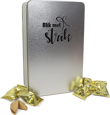 Blik met Strik - 50 Fortune Cookies in Blik met Strik