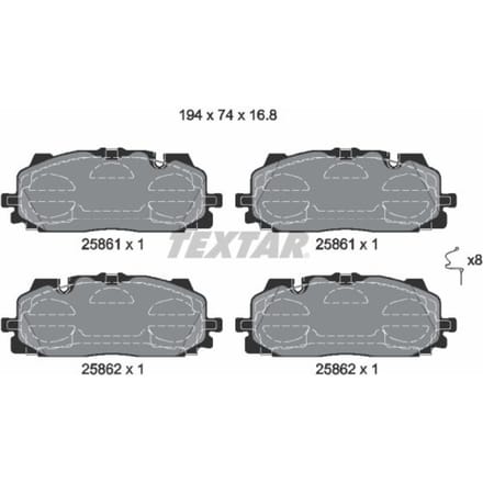 Remblokset TEXTAR 2586101, voor