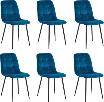 Colenis - Ela Eetkamerstoel - Set Van 6 - Petrol - Velvet - Design