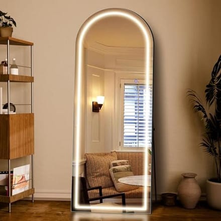 Volledige lengte LED spiegel met standaard 160 x 50,8 cm - Zwart