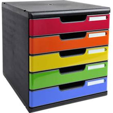 Exacompta MODULO A4 regenboog, 5 laden gesloten A4/A4+, stofdicht, stil, veiligheidsstop, stapelbaar