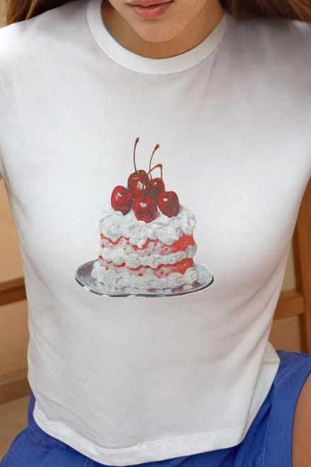 Gedrukte Regular Fit Crew Neck 100% Katoenen Crop T-shirt