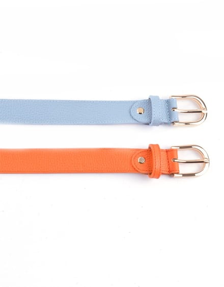 Giuliano Lederen riem - Made in Italy - Leer - Licht blauw