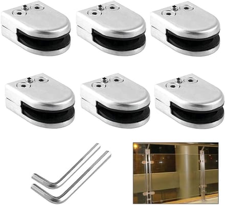 Set van 6 Verstelbare Glasklemmen van 8~10mm, RVS Glasklemmen voor Balustrades en Handrails, Duurzaam en Sterk