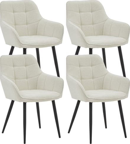 Colenis® - Oriana Eetkamerstoel - Set Van 4 - Wit - Bouclé - Industrieel