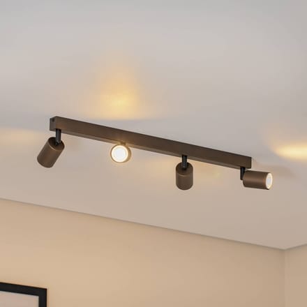 TK Lighting Plafondspot Top, verstelbaar, bruin, 4-lamps lineair