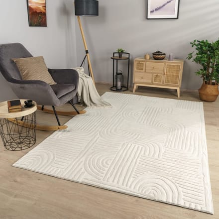 Woonkamertapijt eetkamer kortpolig geometrisch uiterlijk Skandi Boho effen kleuren 120 x 160 cm Rechthoek 120 x 160 cm Rechthoek beige