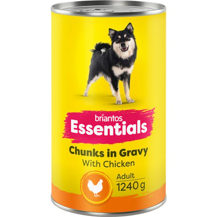 12x1240g  Briantos Essentials Chunks in Gravy Huhn Hundefutter nass