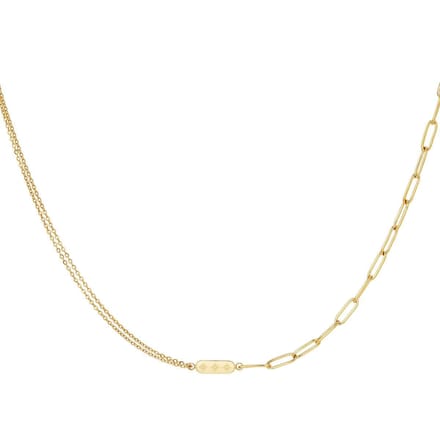Yehwang - Ketting met dubbele ketting en bedel - Stainless Steel - One size - Goud