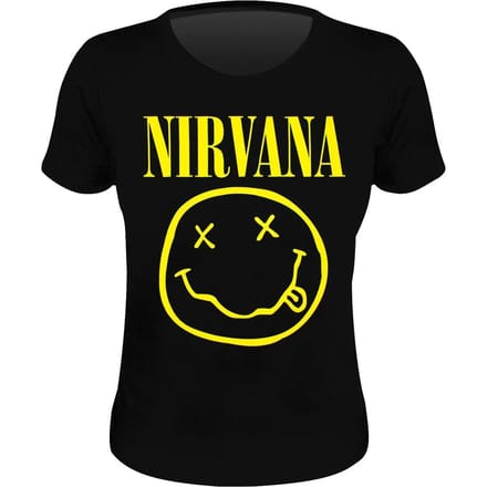Nirvana - Yellow Happy Face Dames T-shirt - L - Zwart