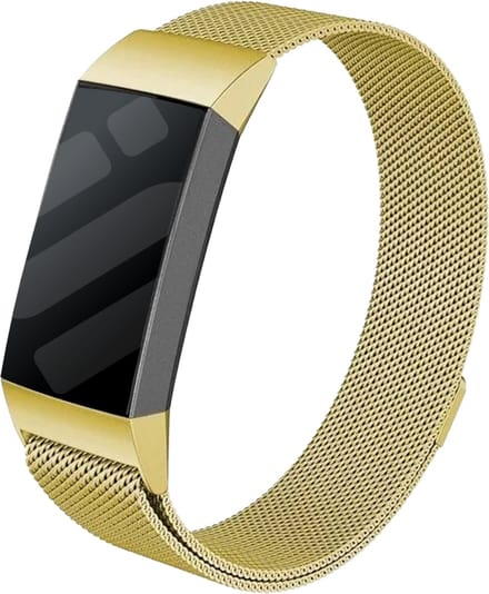 Strap-it Luxe Milanese band - geschikt voor Fitbit Charge 3 / Fitbit Charge 4 - goud - Maat: Maat S