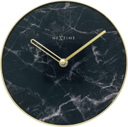 NeXtime Marble – Stille Tafelklok – 20 cm – Glas/Metaal – Zwart