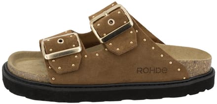 Rohde Slipper Soft Cork Footbed Cognac Suede Studs 5536-76