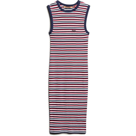 Superdry - Geribde, aansluitende midi-jurk - Dames - Jurken