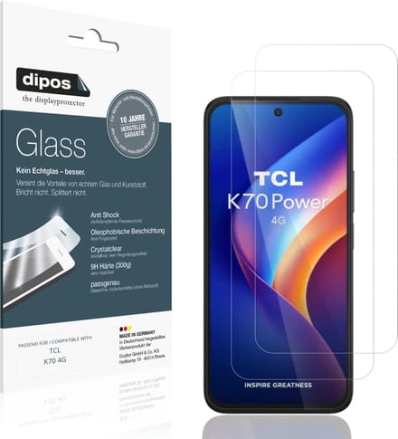 dipos – 2x Pantserfolie geschikt voor TCL K70 4G | 9H Screenprotector