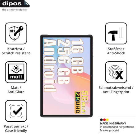 dipos – 2x Matte Pantserfolie geschikt voor SEBBE Tablet 11 Zoll | 9H Screenprotector