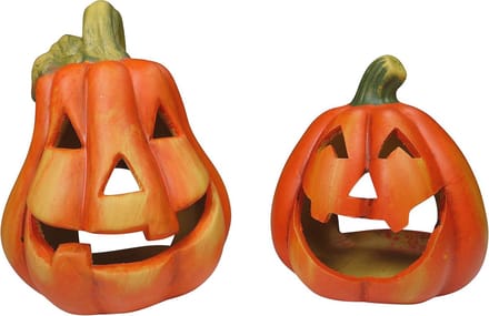 Decoratieve keramische pompoenen set van 2 - Herfst en Halloween windlichten