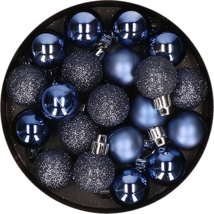 Cosy & Trendy mini kerstballen - 20x st - donkerblauw - 3 cm - kunststof