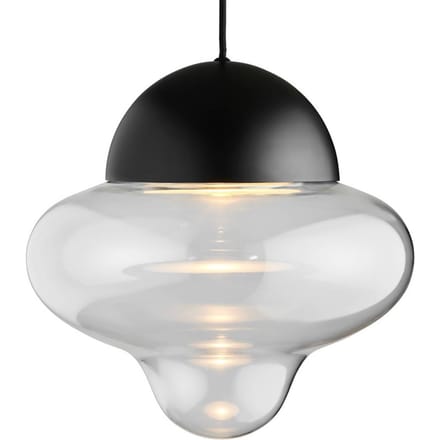 DESIGN BY US LED hanglamp Nutty XL, helder / zwart, Ø 30 cm, glas