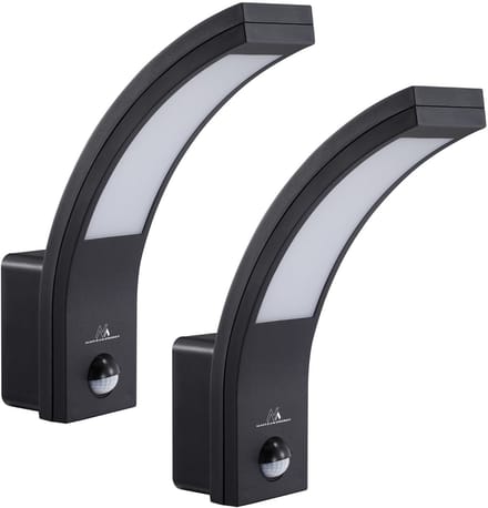 Maclean - Set van 2 stuks wandlamp - LED lamp met bewegingssensor, PIR bewegingssensor- zwart- neutraal wit (4000K)