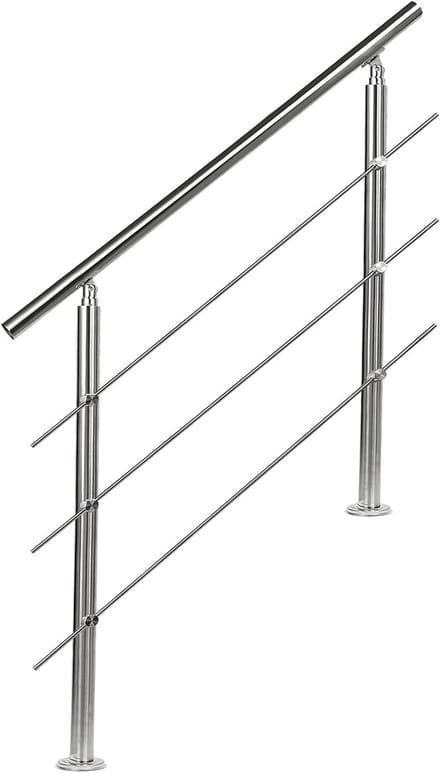 RVS Trapleuning 150 cm met 3 Dwarsbalken Binnen en Buiten