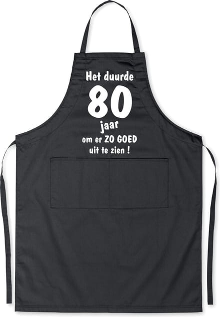Mijncadeautje - Luxe Keukenschort - Het duurde 80 jaar - Unisex - Zwart - Leeftijd
