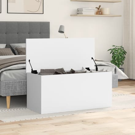 vidaXL - Opbergbox - 100x42x46 - cm - bewerkt - hout - wit