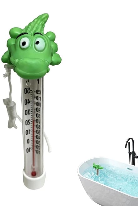 Drijvende thermometer - Watermeter zwembad - Temperatuur bewaken - Grappig krokodil ontwerp - 127 cm lengte - Groen