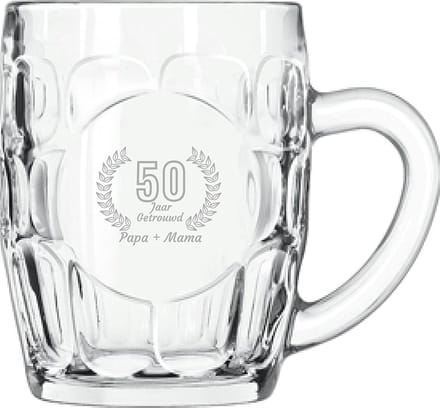 Gegraveerde Bierpul 55cl Papa + mama 50 jaar getrouwd