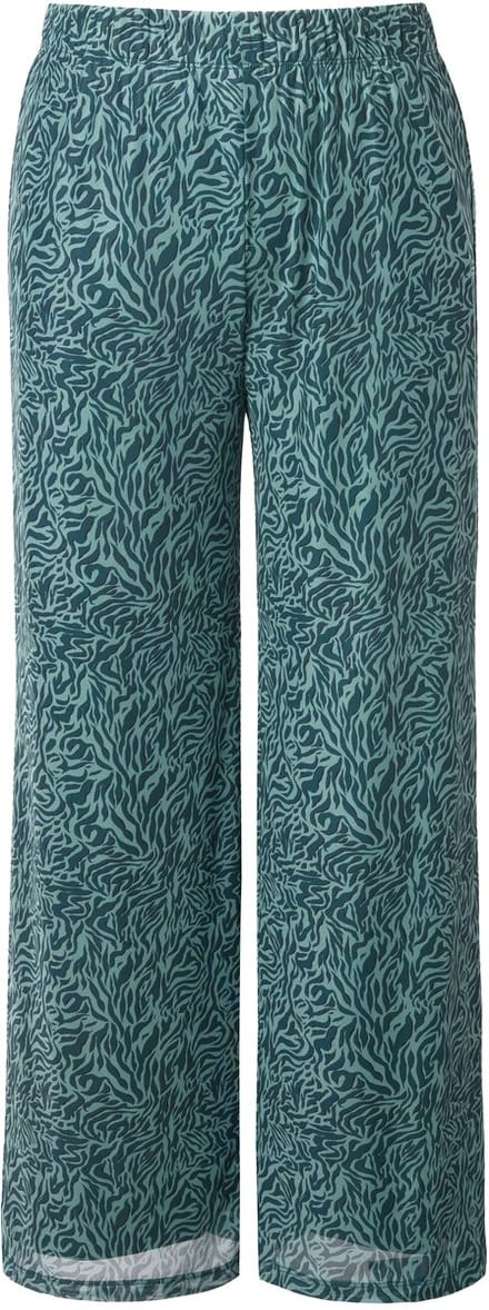 Studio Untold - Dames - Mesh broek wijde pijpen hoge taille mesh met zebra - Middernacht groen - Maat 58+