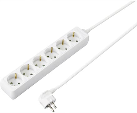 Sygonix SY-4890998 Stekkerdoos 6-voudig Wit Randaarde stekker 1 stuk(s)