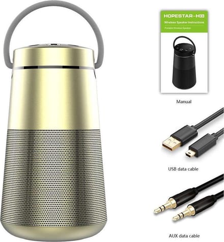 HOPESTAR H33  Goud draagbare draadloze Bluetooth-luidspreker FM-zender Powerbank