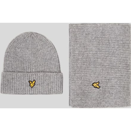 Lyle & Scott Brushed Scarf And Beanie Set Light Grey Marl Taglia: OS | Cappelli Outlet | Uomo | Grigio