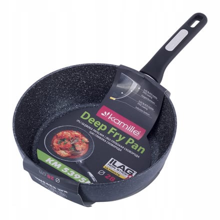 Kamille Wokpan Marmor Inductie 28cm Dik Aluminium Zwart