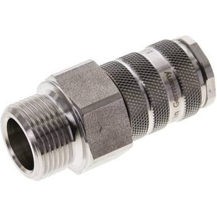 RVS DN 10 Luchtkoppeling Snelkoppeling G 3/4 inch Buitendraad - CLS10-M-SSL-P-034