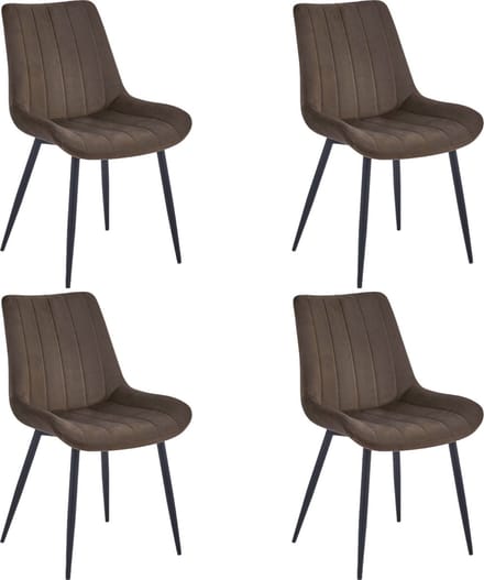 Colenis® - Verta Eetkamerstoel - Set Van 4 - Bruin - Velvet - Industrieel