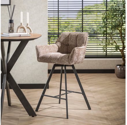Barstoel raster draaibaar - Hoven champagne - barstoelen set van 2