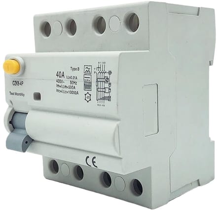 Aardlekschakelaar - Stroomonderbreker - Elektrische veiligheid - Type B - 4-polig 63A - Grijs