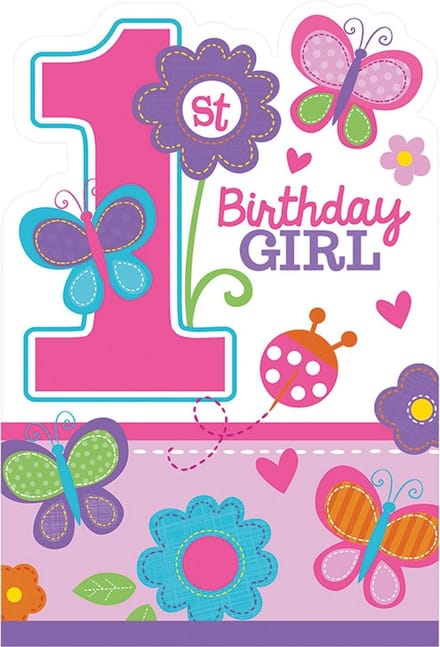 Amscan Uitnodigingen Met Envelop 1 Jaar Birthday Meisjes 8 Stuks