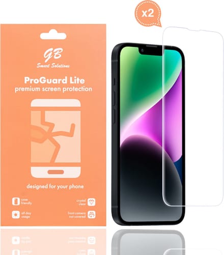 GB ProGuard Lite screenprotector - geschikt voor iPhone 13 Pro Max - 14 Plus - 2 stuks - Ultradun Gehard Glas