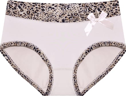 Dames slips 3 pack met panterprint randje beige L