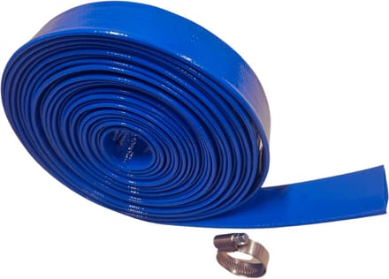 Platte tuinslang voor dompelpompen Diameter 25mm (1 ") - 7,5 Meter Rol - 3 Bar + 1 slangklem